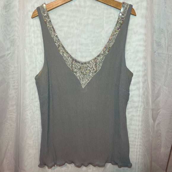 Sigrid Olsen Silk and Sequin Camisole Tank Top Size 6 - Picture 3 of 16